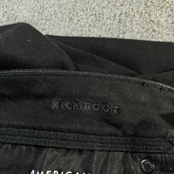 American Eagle Kick Boot Jeans Womens 12 Black Denim Stretch Mid Rise Everyday - Picture 8 of 14